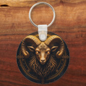 Gouden Sierlijke Ram Kop Sleutelhanger (Voorkant)
