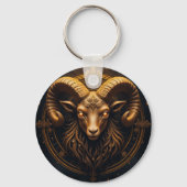 Gouden Sierlijke Ram Kop Sleutelhanger (Achterkant)