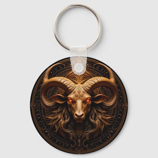 Gouden Sierlijke Ram Kop Sleutelhanger (Voorkant)