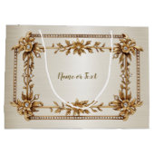 Gouden Sierlijke Rechthoek Diamant Bloemen Glanzen Groot Cadeauzakje (Achterkant)