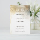 Gouden Sierlijke Save The Date Kaart (Staand voorkant)