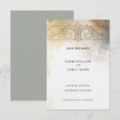Gouden Sierlijke Save The Date Kaart (Voorkant / Achterkant)