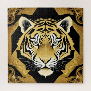 Gouden Sierlijke Tijger Kunstwerk Legpuzzel