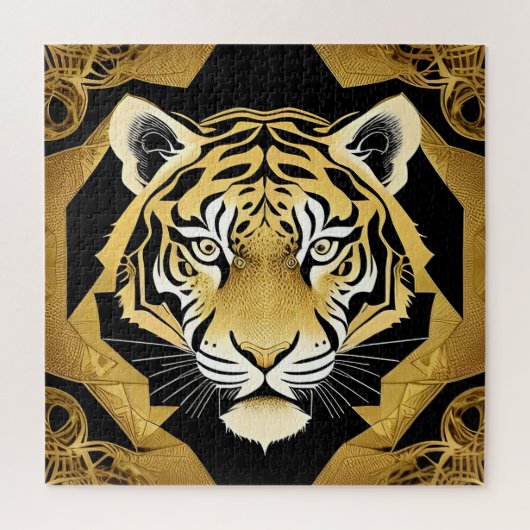 Gouden Sierlijke Tijger Kunstwerk Legpuzzel (Verticaal)