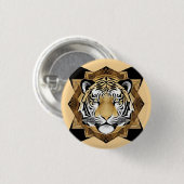 Gouden Sierlijke Tijger Kunstwerk Ronde Button 3,2 Cm (Voorkant /achterkant)