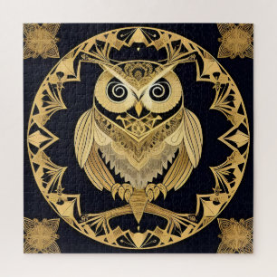 Gouden Sierlijke Uil met Decoratief Ontwerp Legpuzzel