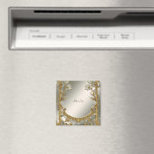 Gouden Sierlijke Witte Bloem Magneet (Insitu (Vaatwasser))