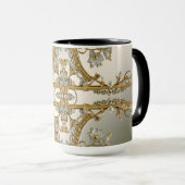 Gouden Sierlijke Witte Bloem Mok (Voorkant rechts)