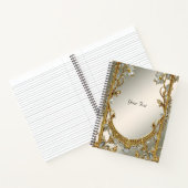Gouden Sierlijke Witte Bloem Notebook Notitieboek (Binnen)