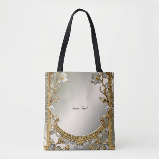Gouden Sierlijke Witte Bloem Tas (Voorkant)