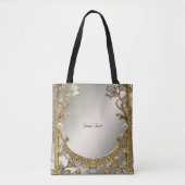 Gouden Sierlijke Witte Bloem Tote Tas (Voorkant)