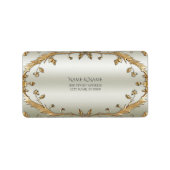 Gouden Sierlijke Witte Bloemen Adreslabel Etiket (Voorkant)