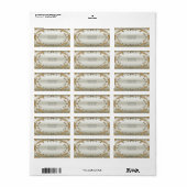 Gouden Sierlijke Witte Bloemen Adreslabel Etiket (Full Sheet)
