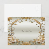 Gouden Sierlijke Witte Bloemen Ansichtkaart Briefkaart (Voorkant / Achterkant)