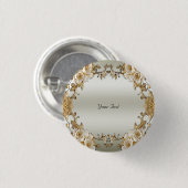 Gouden Sierlijke Witte Bloemen Knop Ronde Button 3,2 Cm (Voorkant /achterkant)