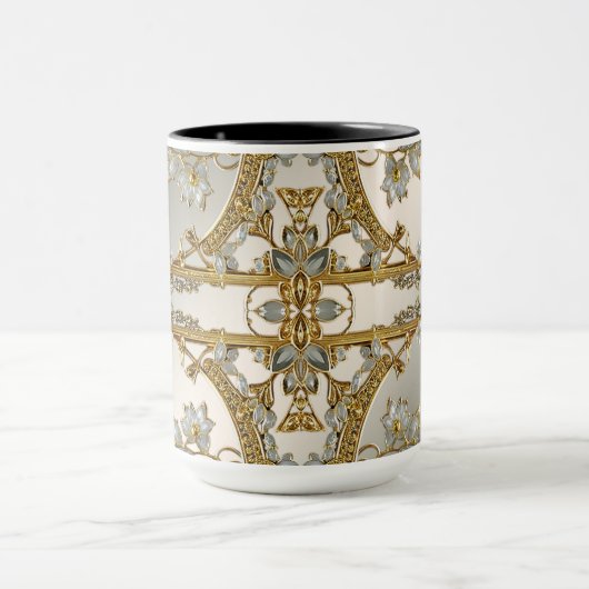 Gouden Sierlijke Witte Bloemenmok Mok (Midden)