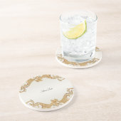 Gouden Sierlijke Witte Parels Zandsteen Onderzette Zandsteen Onderzetter (Zijkant)