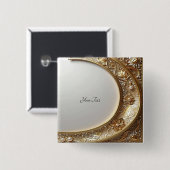 Gouden Sierlijst Knop Vierkante Button 5,1 Cm (Voorkant /achterkant)