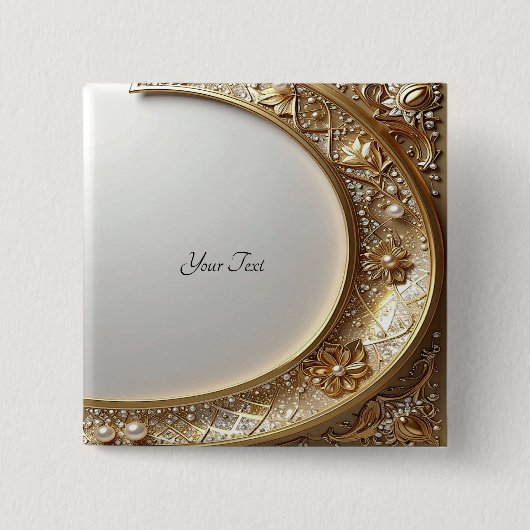 Gouden Sierlijst Knop Vierkante Button 5,1 Cm (Voorkant)