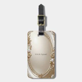 Gouden Sierlijst met Parels Bagage Label