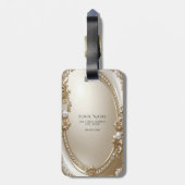 Gouden Sierlijst met Parels Bagage Label (Achterkant verticaal)