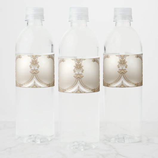 Gouden Sierlijst met Parels Waterfles Label Etiket (Flessen)