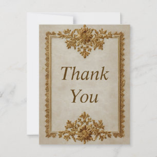 Gouden Sierlijst op Beige Bedankkaart Briefkaart
