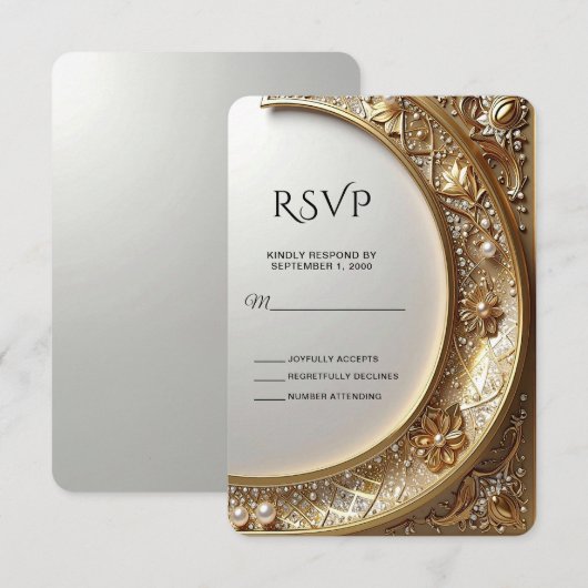 Gouden Sierlijst RSVP-kaart RSVP Kaartje (Voorkant / Achterkant)