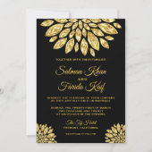 Gouden Siermetaal Bloem Bruiloft Uitnodiging (Voorkant)
