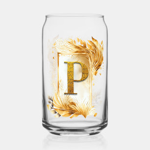Gouden Siermonogram P Blikvorm Glas
