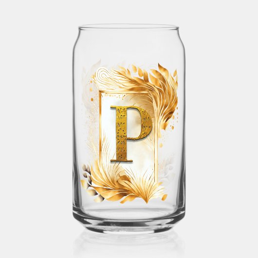 Gouden Siermonogram P Blikvorm Glas (Voorkant)
