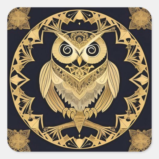 Gouden Sieruil 🖼️ Luxe Siervogel Vierkante Sticker (Voorkant)
