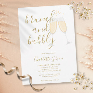 Gouden Signature Script Brunch Bruisend Bruidsfees Kaart