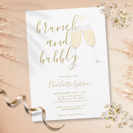 Gouden Signature Script Brunch Bubbelige Bruids-Sh Kaart