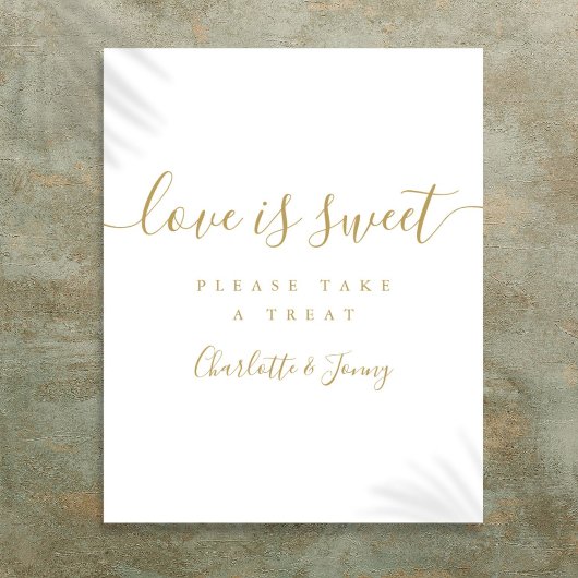 Gouden Signature Script Love Is Sweet Bord Poster
