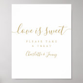 Gouden Signature Script Love Is Sweet Bord Poster (Voorkant)