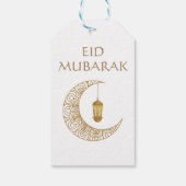 Gouden Sikkelmaan & Lantaarn Eid Mubarak Islamitis Cadeaulabel (Achterkant)