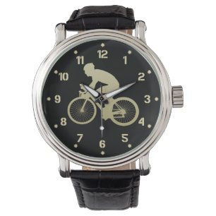 Gouden Silhouet Fietser Horloge