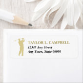 Gouden Silhouet Golfer retour adreslabel Etiket (Insitu)