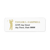 Gouden Silhouet Golfer retour adreslabel Etiket (Voorkant)