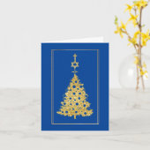 Gouden Silhouet Kerstboom Chrismukkah Kaart (Gele Bloem)