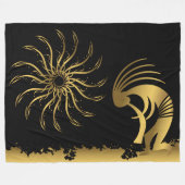 Gouden Silhouet Kokopelli Fleece Deken (Voorkant (Horizontaal))