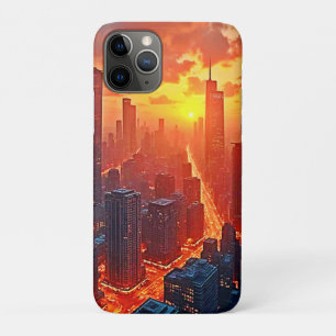 Gouden Silhouette: Stralende Stadsavond Kunst Case-Mate iPhone Case