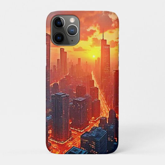 Gouden Silhouette: Stralende Stadsavond Kunst Case-Mate iPhone Case (Achterkant)