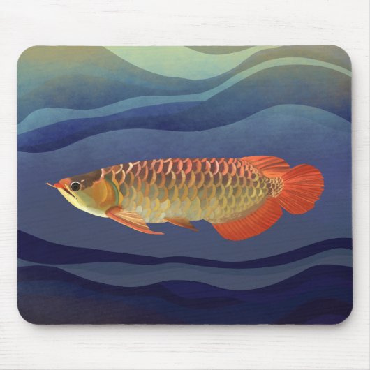 Gouden Sinaasappel Arowana Vis Aquatisch Muismat (Voorkant)