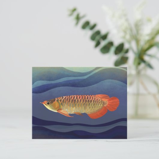 Gouden Sinaasappel Arowana Vis Uitstekend Aquatic Briefkaart (Staand voorkant)