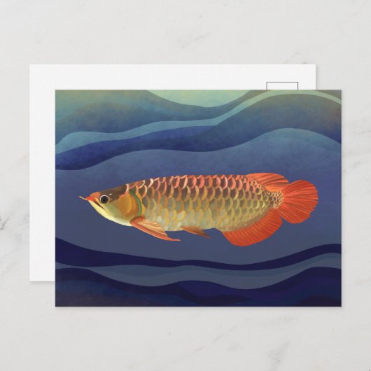 Gouden Sinaasappel Arowana Vis Uitstekend Aquatic Briefkaart (Voorkant / Achterkant)