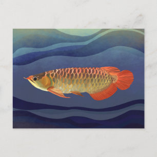 Gouden Sinaasappel Arowana Vis Uitstekend Aquatic Briefkaart