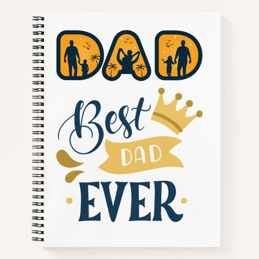 Gouden Sinaasappel & Blauw Modern Vaderdag Notitieboek (Voorkant)