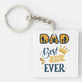 Gouden Sinaasappel & Blauw Modern Vaderdag Sleutelhanger